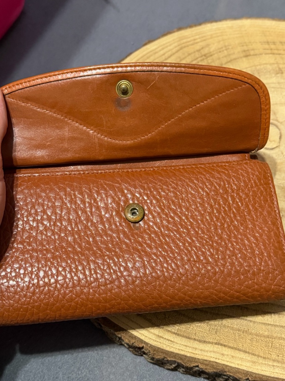 Dooney & Bourke Vintage Brown Leather Wallet Checkbook AS IS - Picture 4 of 11